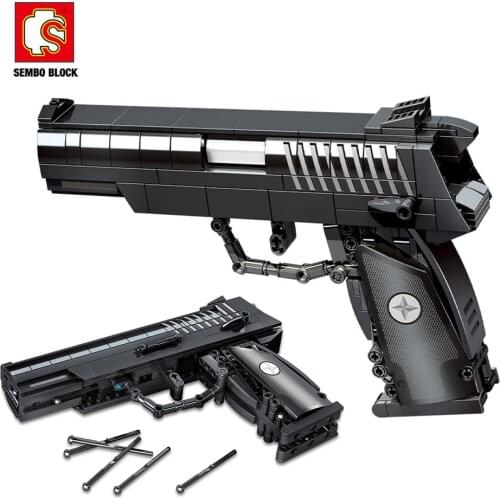 SEMBO 429Pcs Military DIY Weapon Glock Gun 92 Automatic Pistol Model Building Blocks Shooting Game Assembly Bricks Toys Children