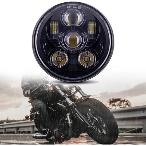 5.75" 5-3/4" Motorcycle Headlight Projector Hi/Lo Beam 45W LED Moto Lamp Headlamp For Harley Sportster 883 1200, Iron 883, Dyna