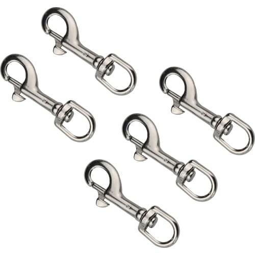5PCS Marine Grade 316 Stainless Steel Oval Single End Swivel Eye Bolt Snap Hook 65mm 72mm 82mm 91mm For Dog Leash Sucba Diving
