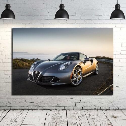 Alfa Romeo 4C Supercar Poster DIY Frame Canvas Painting Vehicles Wall Art Pictures for Living Room Home Decor