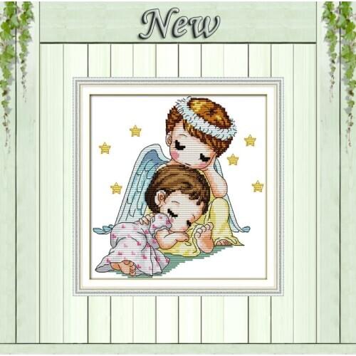 Guardian angel baby girls 11CT counted printed on canvas needlework full embroidery Sets DMC 14CT Cross Stitch kits crafts Decor