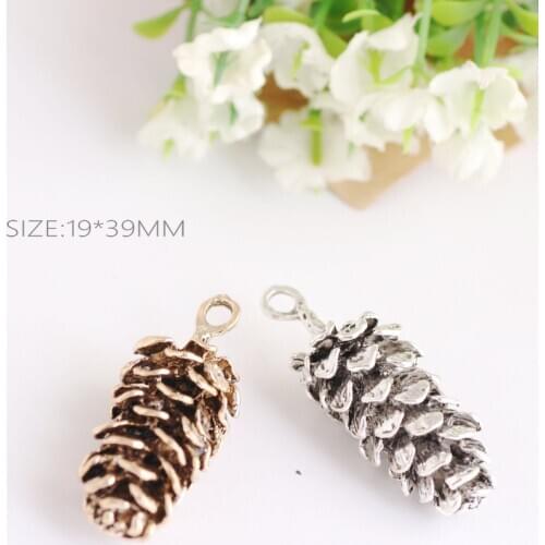 Free Shipping 40PCs Vintage Jewelry Pendant Charms Antique 3D Pine Cone Charm Craft Fit Necklace Bracelet Keyring