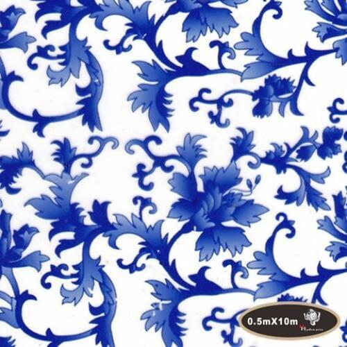 Free shipping Blue Flower Printing hydro/water transfer printing hydrographic film 50cm*10m aqua print HFF001
