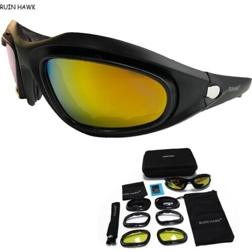 C5 Tactical Polarized Glasses Military Army Sunglasses Shooting Glasses Outdoor Airsoft Hunting Safety Glasses 4 Lens