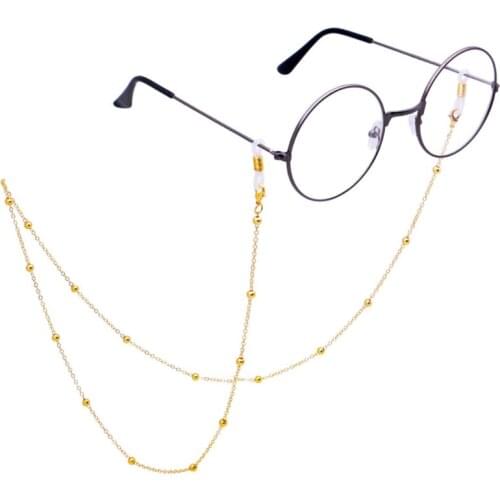 2021 New Korean Vintage Gold Bead Necklace Mask Chain Strap Hang on Neck Glasses Holder Rope for Women Girls Glasses Strap