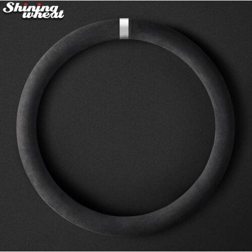 Black Suede Steering-Wheel Covers Anti-slip Skidproof Durable 38CM/15" Steering Wheel Cover Contains 8 colored markers