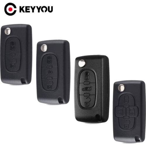 KEYYOU 2/3/4 Buttons Car Remote Key Case For Peugeot 207 307 308 407 607 807 For Citroen C2 C3 C4 C5 C6 Flip Folding Key Shell