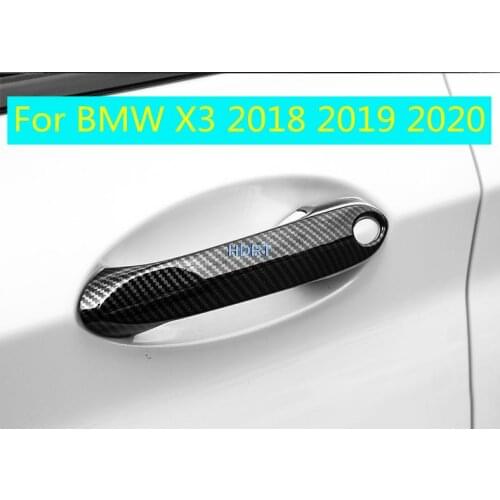 For BMW X3 2018 2019 2020 Decorate Accessories Carbon fibre Door Handle Bowl Cover Cup Cavity Trim Insert Catch Molding Garnish