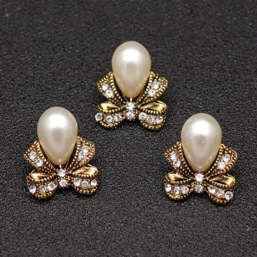 10Pcs Flower Decorative Buttons For Clothing Wedding Embellishment Baby Hair Accessories Rhinestone Flatback Buttons For Crafts