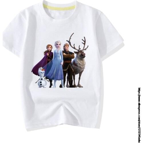 Disney Frozen Cartoon Cute The Kids T Shirt Boys Girls Kawaii Anna Elsa Children T-shirt New Fashion Movie Tshirt