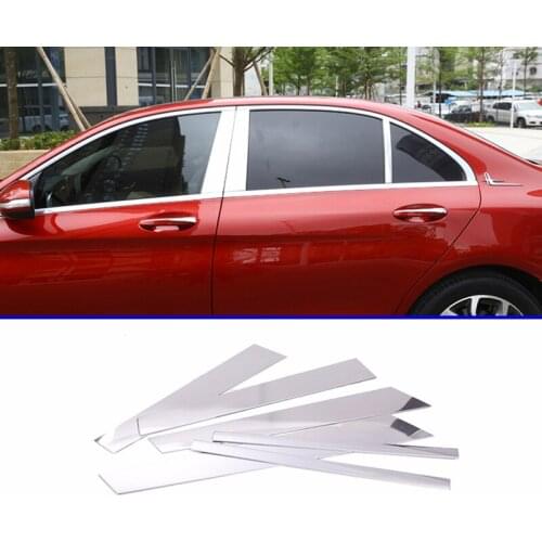 6 pcs For Mercedes benz W205 C Class 2015-2019 Window Pillar Post Trim Kit Cover Trim Accessories