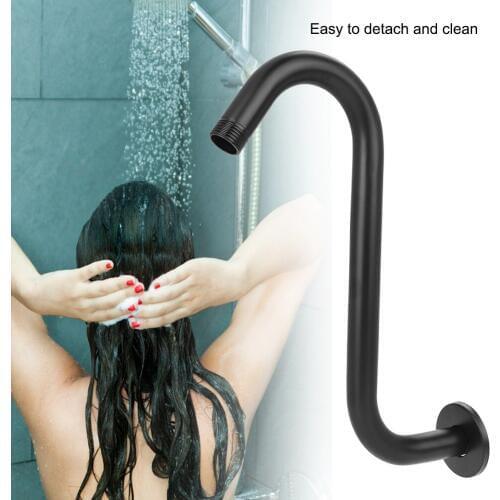 8in 201 Stainless Steel High Rise S-Curved Shower Extension Arm G1/2" Bathroom Accessory Black