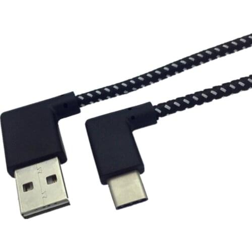 90° Angle USB2.0 (Type-A) Male to USB3.1 (Type-C)Male 90° Angle USB Data Sync & Charge Cable Connector 1m