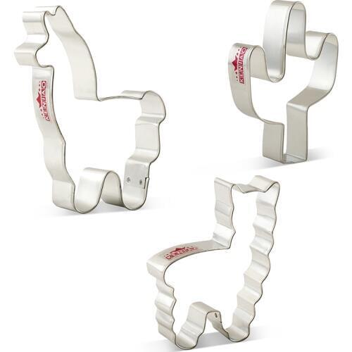 KENIAO Cactus Alpaca Cookie Cutter for Kids Birthday Party Cutters - 2Piece -Biscuit / Fondant / Bread Cutter - Stainless Steel