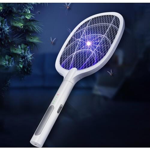 Electric Mosquito Swatter Killer & Mosquito Killing Lamp 2 Modes USB Rechargeable Household Fly Bug Zapper Racket Inserts Killer