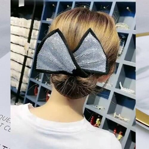 Korean Lazy Twist Headband Clip Ball Head Simple Haircut Large Bow Rhinestone Jewelry Hairbands Hair Band Girl Hair Accessories