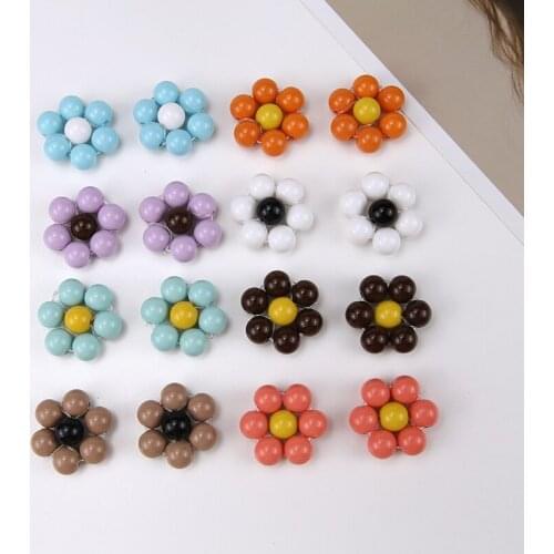 Summer style 30pcs/lot 29mm color beads decoration cartoon flowers shape handmade beaded diy jewelry earring accessory