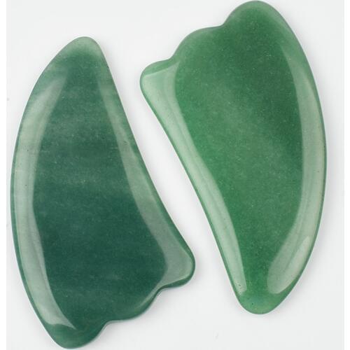Drop Shipping 2 Pieces Natural Green Aventurine Gua Sha Body Scraper Massage Tool Face back foot massage Guasha