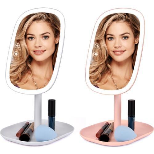Multifunctional Smart Makeup Mirror Light With 10X Magnifying Glass Portable Compact Desklamp Touch Screen Cosmetic Mirror