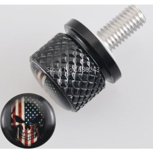 Motorcycle Universal Black Aluminum Skull USA Flag Quick Release Seat Bolt Fit For Indian Scout