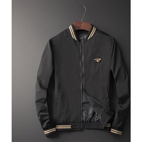 Men luxury Rib New Sleeve Embroidered bee spider Striped High couple Baseball Coats & Jackets Abstract digital coat Motor #N06