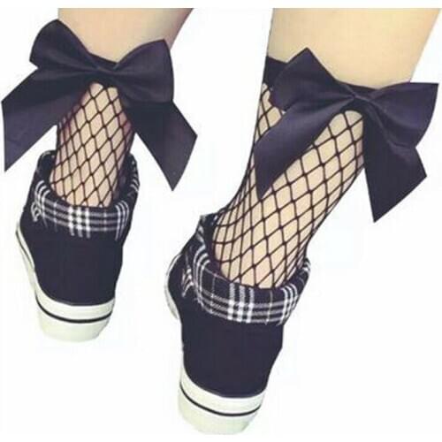 Hot Sale Baby Girls Kids Mesh Socks 1Pair Bow Fishnet Ankle High Lace Fish Net Vintage Short Sock Fashion Summer Sale One Size