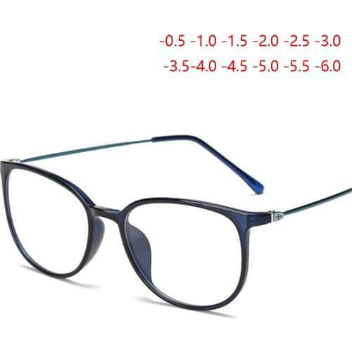 Ultralight TR90 Finished Myopia Glasses Women Men Retro Oval Student Short-sighted Spectacles Diopter -0.5 -1.0 -1.5 -2.0 To -6