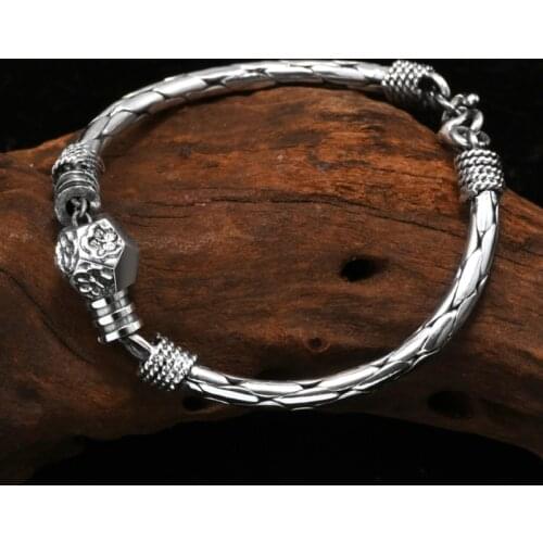 RetroSen Original Design Silver Men Bracelet Bangle Couples Ins Small Design Korean Version Individuality Vintage Simple Jewelry