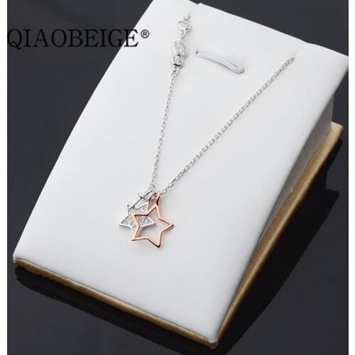 QIAOBEIGE DIY 925 SILVER pearl necklace mounting star shape White Natural Pearl Necklace 18 inches Hang Classic Diy Accessories