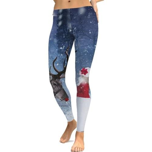 Papertiger Sexy Lady Leggings Blue Night Sky Snowflake Reindeer Santa Print Leggings