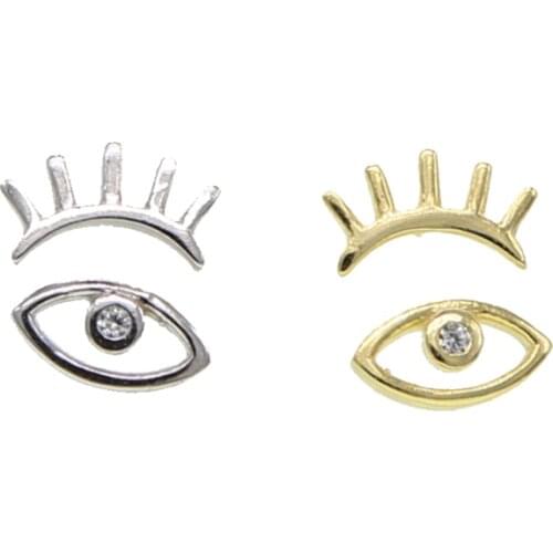Simple minimal 925 sterling silver jewelry good luck eye eyelash cute girl 925 silver anti allergy earring