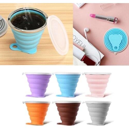 R2JC Portable Coffee Mug Travel Cup BPA Free Larger Capacity 270ml Foldable Silicone Travel Mug for Sport Camping Hiking Outdoor