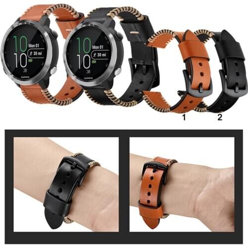 20mm 22mm Luxury Durable Leather Band Strap For Garmin Forerunner 645 645M 245 245M for Garmin Venu Sq Strap Watch Accessories