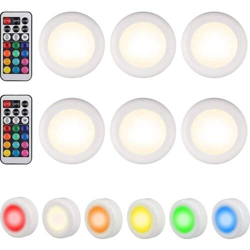 RGB 12 Colors Dimmable led Under Cabinet Light Touch Sensor LED Puck Lights Wall Lamp For Wardrobe Cupboard Closet Kitchen Light