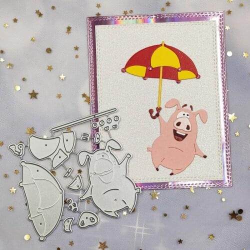 Lovely Pig Carbon Steel Scrapbooking Embossing Stencil, DIY Printing Steel Mould for Album Paper Card Making T84F