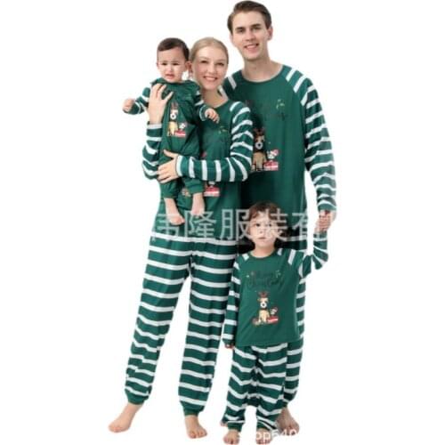 Family dress matching color printing cute cartoon suit baby boy family Family Christmas pajamas