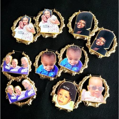 Large Round Circle Basketball Wives Bamboo Customize Name Earrings Style Custom Hoop Earring With Statement photo Words Number