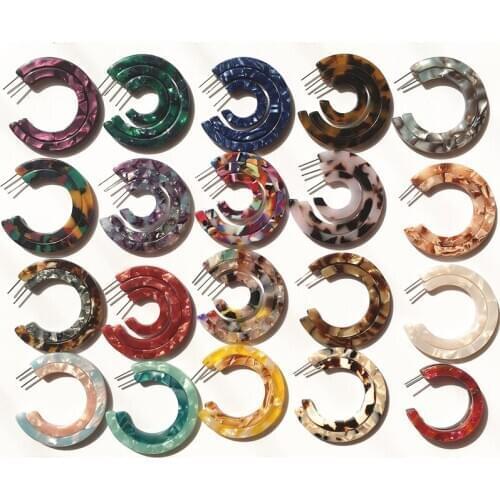UJBOX Multicolor 4mm Thickness Acetate Earrings Hoop Women Red Green Yellow Blue Acetic Acid Earrings Minimalist Jewelry Gift