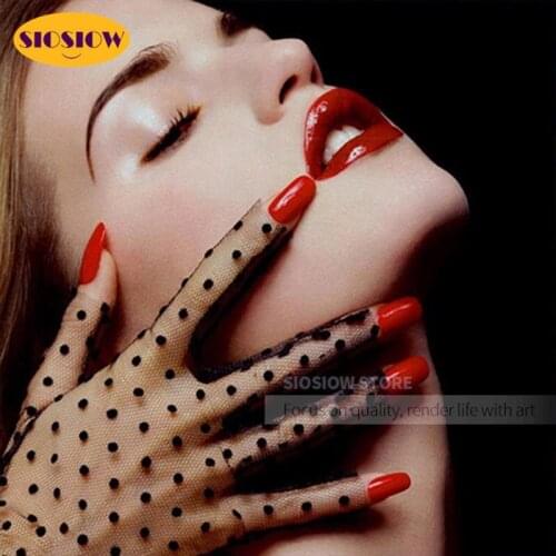 SIOSIOW 5d Diamond Painting Red Lip Women Portrait Diamond Embroidery Picture Of Rhinestones Handmade Art Mosaic Wall Decor Home