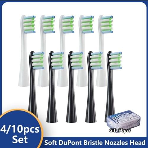 4-10pcs Replacement Brush Heads for Oclean X/ X PRO/ Z1/ F1 Sonic Electric Toothbrush Head Soft Bristle Nozzles Head with Floss