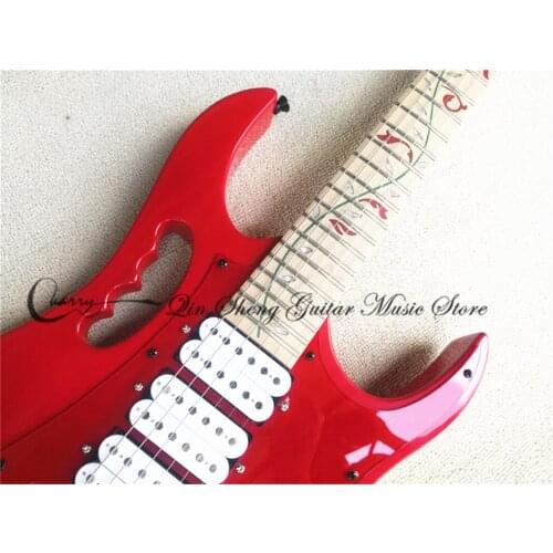 Order booking 6 strings electric guitar, red guitar,red flower inlay,tremolo bridge HHH pickups,black buttons