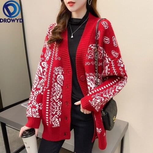 Sweater Jacket Cardigan Womens Autumn/winter 2021 Korean Style Loose Outer Wear Lazy Style Single-breasted Stretch Sweater Top