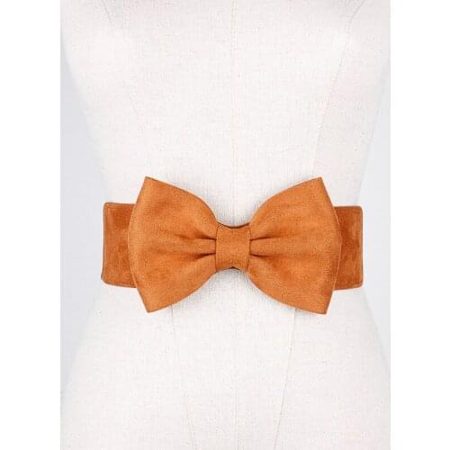 Women Fashion Bowknot Buckle Waistband Wide Elastic Stretch Waist Belt Korean ladies bow elastic waist girdle mujer SE124