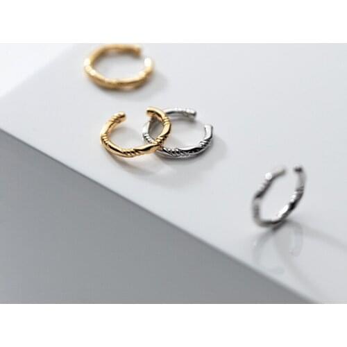 1pair (No pierced) 12mm Real. 925 Sterling Silver Jewelry Braid Hemp Circle Clip On Cuff Earrings Ear-Bone C-G8171