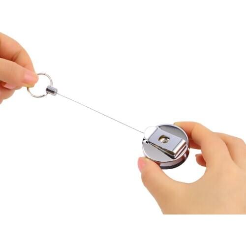 1pc Stainless steel Tool Belt Money Retractable Key Recoil Ring Pull Chain Clip Keychain key Chain