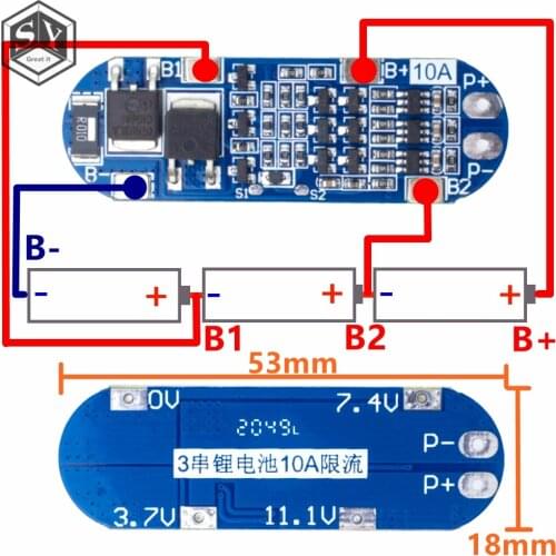 1PCS Great IT 3S 13A Li-ion Lithium Battery 18650 Charger Protection Board 11.1V 12.6V