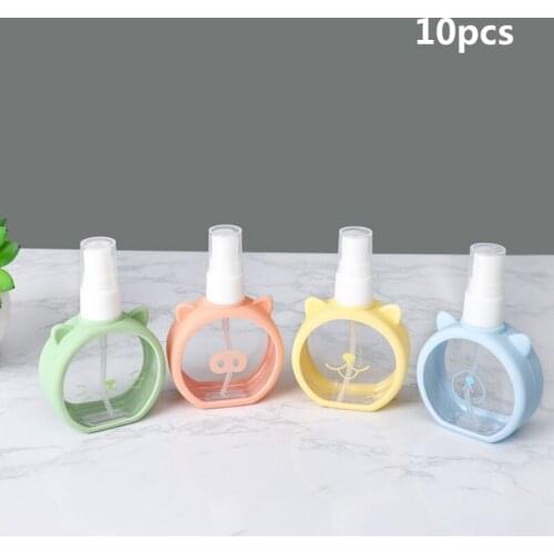 10Pcs/Set 55ml Empty Spray Bottles with Silicone Cover Cartoon Animal Fine Mist Plastic Small Refillable Perfume Makeup Liquid