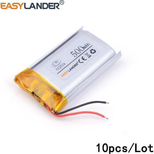 10pcs /Lot 500mAH 682634 3.7v lithium Li ion polymer rechargeable battery for GPS mp3 mp4 dvd bluetooth model toy battery pack