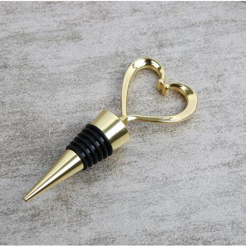 100pcs/lot Wedding Favors Gifts Gold Heart Shape corkscrew Wine Bottle Stopper SN908