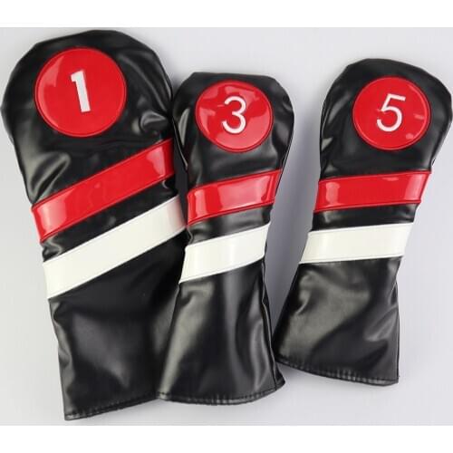 3 Pcs Golf Wood Cover Golf Headcovers for Woods 1 3 5 Driver Fairway PU Waterproof Golf Head Covers